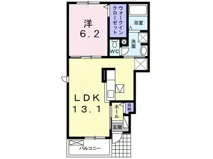 ルミウス(1LDK/1階)の間取り写真