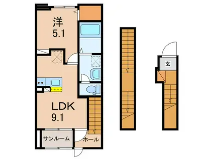 セントラル・ステーションA(1LDK/3階)の間取り写真