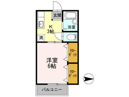 メゾン南万々(1K/2階)の間取り写真