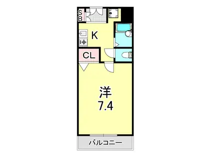 サテライト芦屋宮塚(1K/1階)の間取り写真