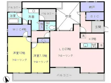 テソロ麻布笄町(2SLDK/2階)の間取り写真