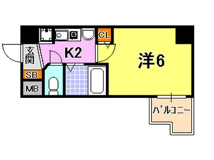 エステムコート神戸ハーバーランド前(1K/10階)の間取り写真