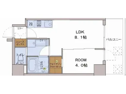 ブエナビスタ神戸駅前(1LDK/4階)の間取り写真