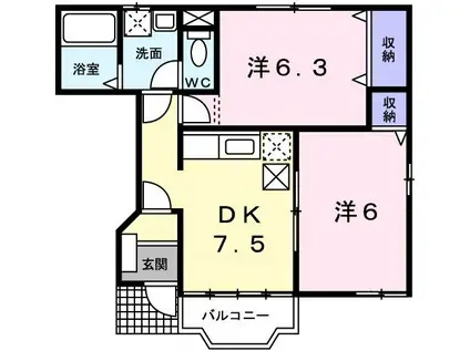 グレイスフルフィールドIV(2DK/1階)の間取り写真