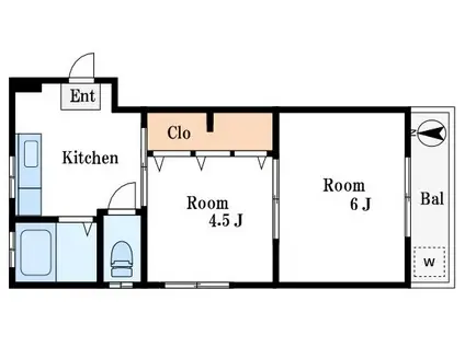 高橋ビル(2K/4階)の間取り写真