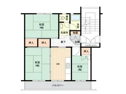 東高森団地20号棟(3DK/5階)の間取り写真