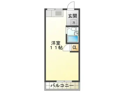 シティハウス西川(ワンルーム/1階)の間取り写真