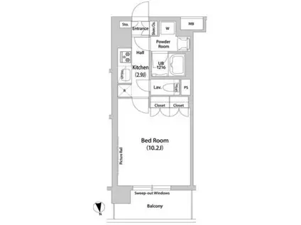 ワールドレジデンス大手町(1K/3階)の間取り写真