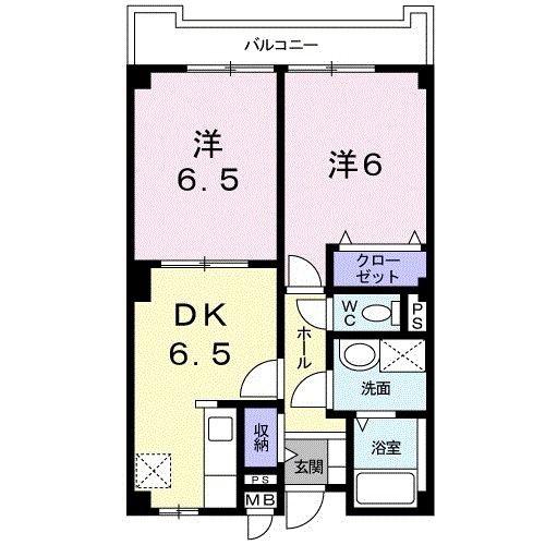 フレグランス焼山(2DK/2階)の間取り写真