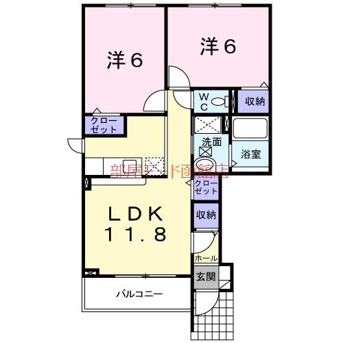 サニーベルレジデンス(2LDK/1階)の間取り写真