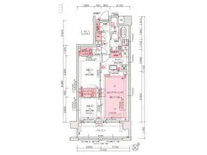 プレディア東中野(2LDK/1階)の間取り写真