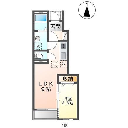 ル・シェヌ(1LDK/1階)の間取り写真