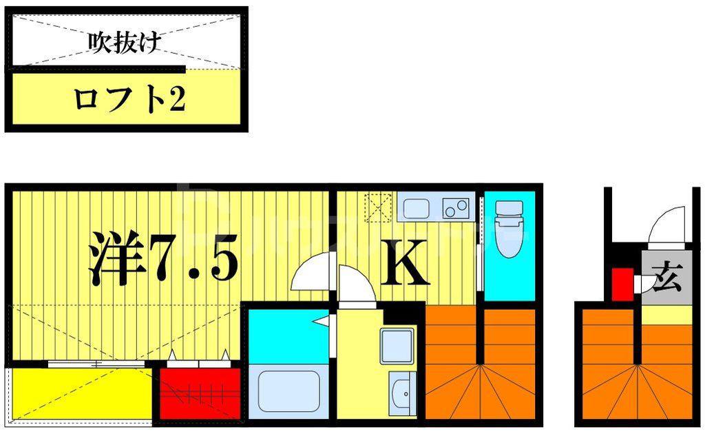 サラブレッドIII(1K/2階)の間取り写真
