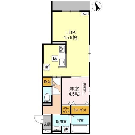 上甲子園廣和レジデンス(1LDK/2階)の間取り写真