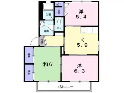ドリームハイツKEN2(3K/1階)の間取り写真