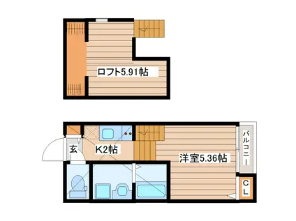 カーサ フィオーレW(1K/2階)の間取り写真