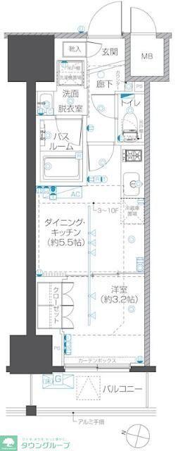 ZOOM本郷(1DK/8階)の間取り写真