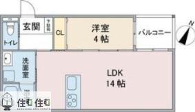 エテルナ山之手(1LDK/1階)の間取り写真
