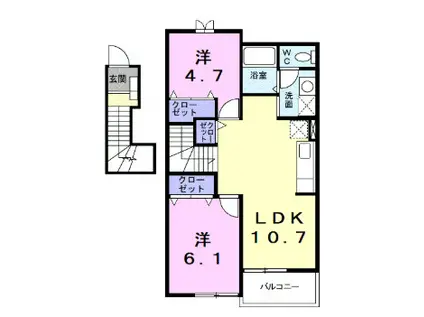 エクセルグリーン(2LDK/2階)の間取り写真