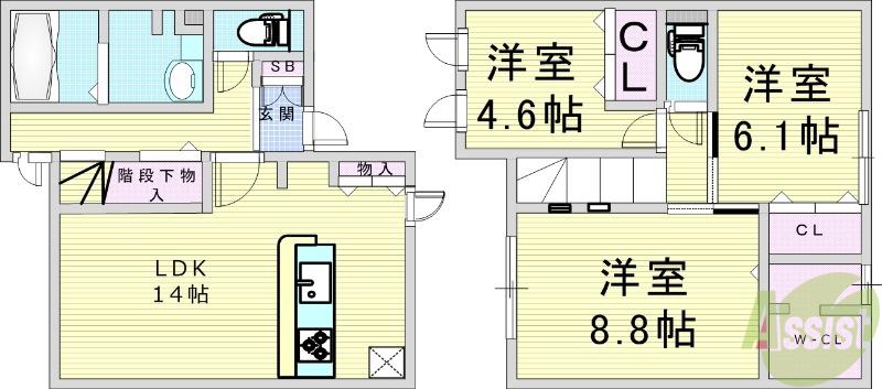 COLLINE ENSOLEILLEE(3LDK/1階)の間取り写真