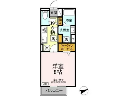 セレスティア黒野(1K/2階)の間取り写真