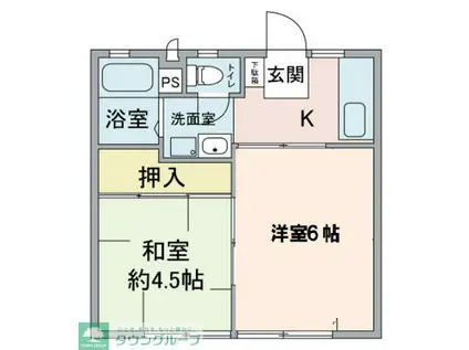 ムラコシハイツ(2DK/2階)の間取り写真