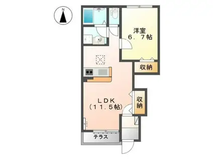 ラ・カーサHANA(1LDK/1階)の間取り写真