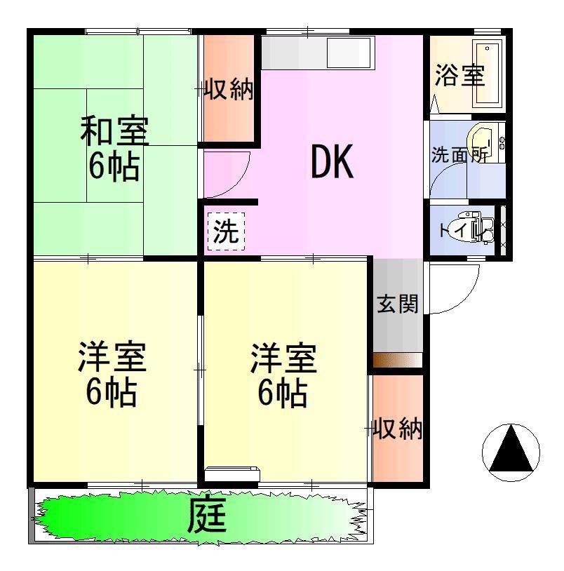 ラテール城東A棟(3DK/1階)の間取り写真