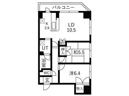 東加古川ミオ(2LDK/3階)の間取り写真