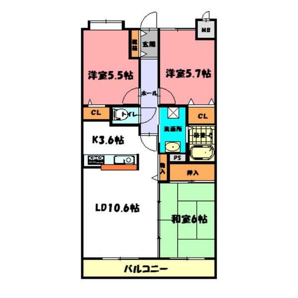 グランシャリオ(3LDK/1階)の間取り写真