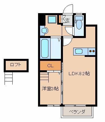 FARPLACE小倉西B棟(1LDK/2階)の間取り写真