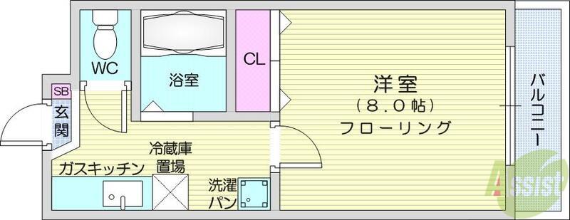 グレース鹿野(1K/2階)の間取り写真