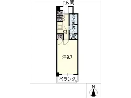 ベルツリーズ桐林(1K/1階)の間取り写真