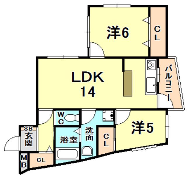 K-HAUS(2LDK/2階)の間取り写真