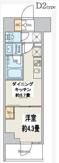クレストコート本所吾妻橋ノース(1DK/8階)の間取り写真