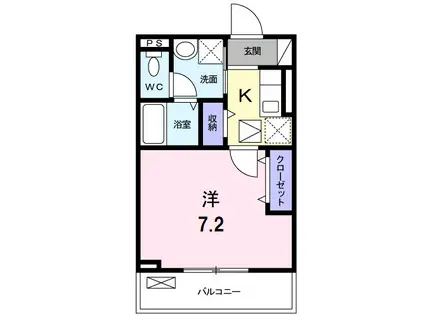 グランヴィア城北(1K/1階)の間取り写真