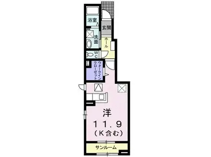 フリーデ千代川(ワンルーム/1階)の間取り写真