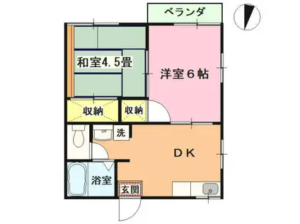 小沢グリーンヒルA(2DK/2階)の間取り写真