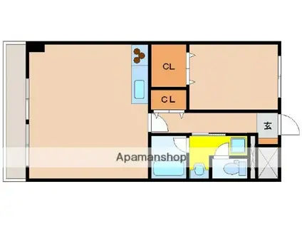 パークコート老松(1LDK/5階)の間取り写真