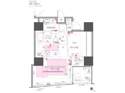 ZOOM中目黒(1LDK/3階)の間取り写真