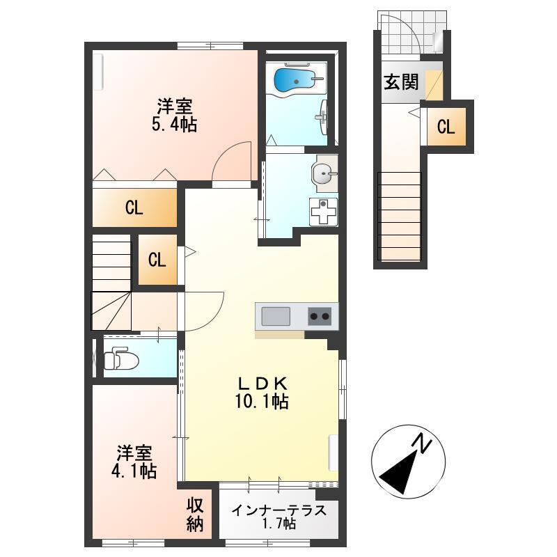 グランピュア(2LDK/2階)の間取り写真