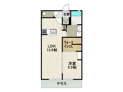 ガーデンハウス宝塚A棟(1LDK/1階)の間取り写真