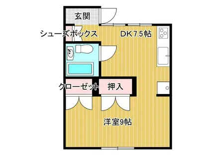 ソミュールアン(1DK/1階)の間取り写真