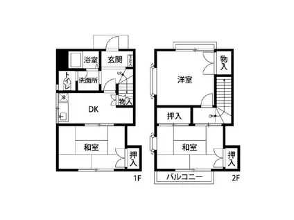 グリーンハイツ岡田II号棟(3DK/1階)の間取り写真