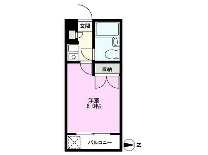 ジュネパレス蒲生第07(1K/3階)の間取り写真