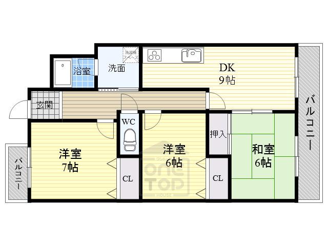 デセンシア寺西(3DK/1階)の間取り写真