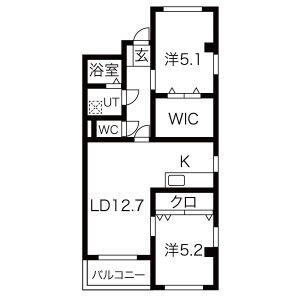 インペリアルヒル(2LDK/3階)の間取り写真