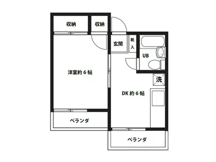 南ヶ丘ヴィラ(1DK/2階)の間取り写真