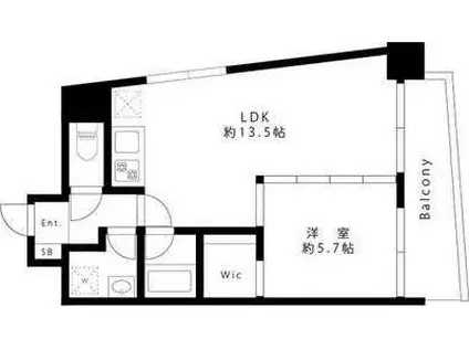 リヴィエールKIWA(1LDK/9階)の間取り写真