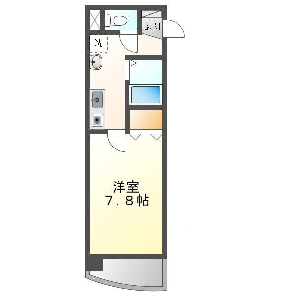 マンションリバーサイド(1K/1階)の間取り写真